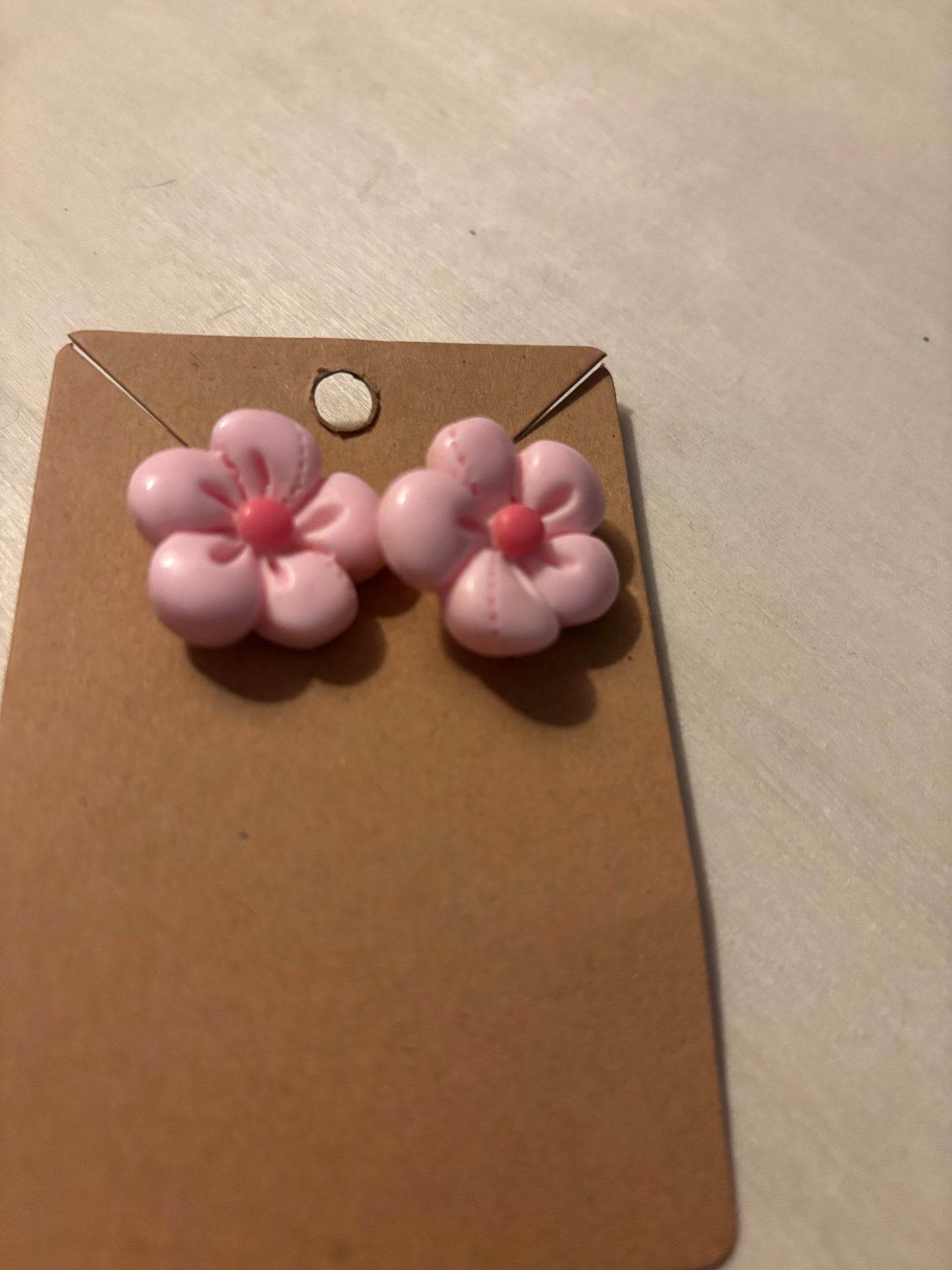 Pink flower earrings