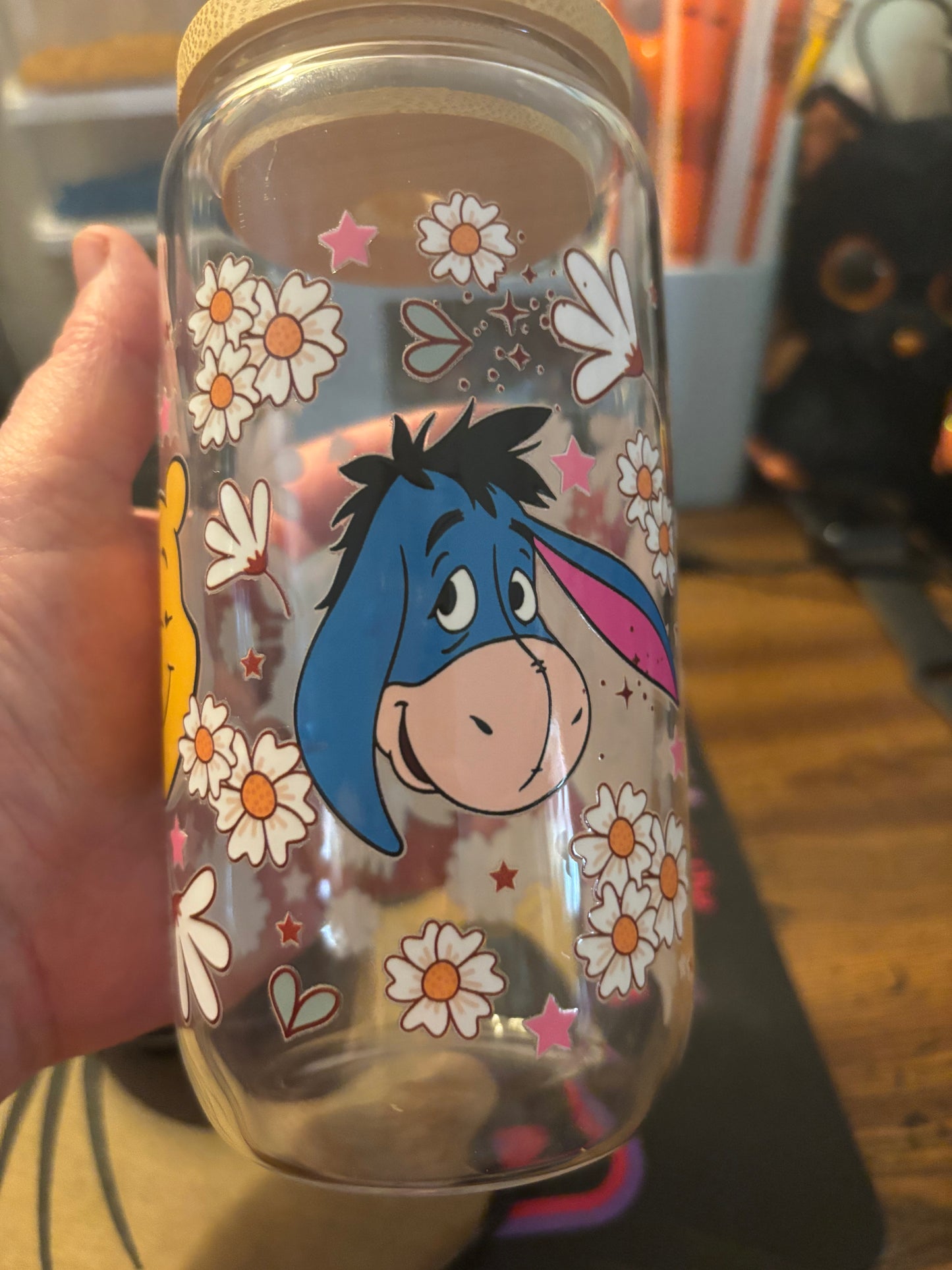 Pooh glass with straw