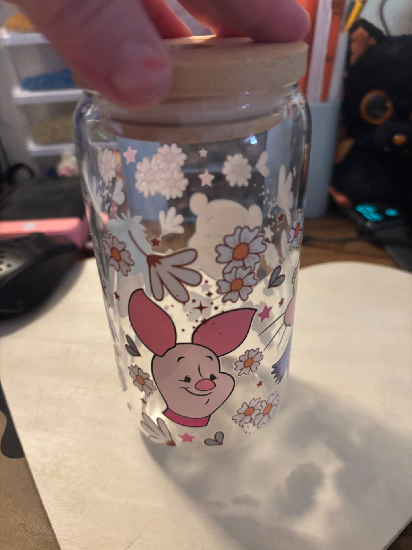 Pooh glass with straw