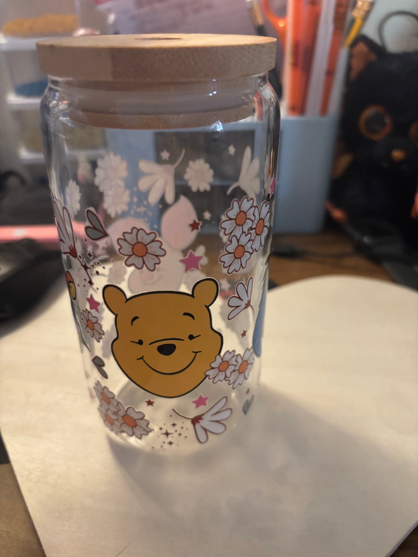 Pooh glass with straw