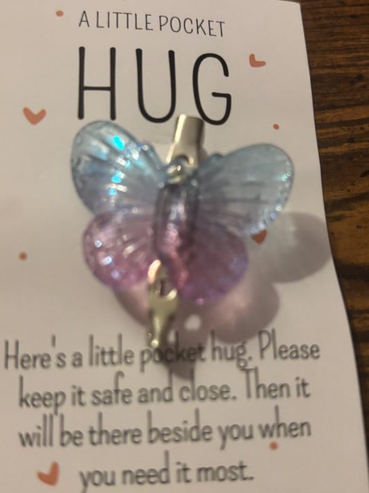 Butterfly large hug pin multi colors